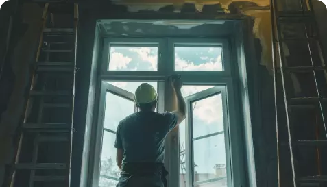 A-man-wearing-a-high-visibility-vest-dressed-in-work-clothes-removing-caulking-from-a-window-seal.-He-is-showing-How-to-Remove-Silicone_1_5